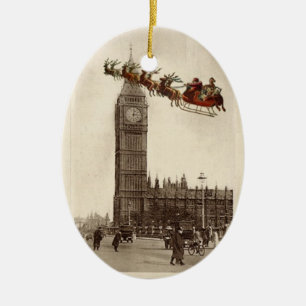 Ornement En Céramique Père Noël vintage au-dessus de Noël Ornamet de
