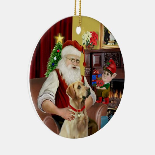 Ornement En Céramique Père Noël Yellow Lab (#8) (Droite)