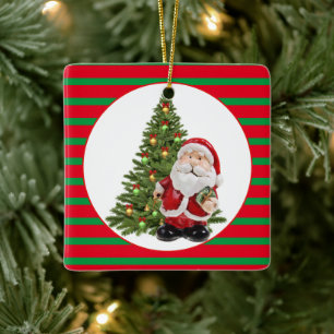 Ornement En Céramique Pères Noël recto-verso / Carré