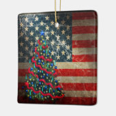 Ornement En Céramique Personalized American Flag and Christmas Tree (Gauche)