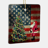 Ornement En Céramique Personalized American Flag, Santa, Christmas Tree (Droite)