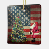 Ornement En Céramique Personalized American Flag, Santa, Christmas Tree (Gauche)