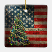 Ornement En Céramique Personalized American Flag, Santa, Christmas Tree (Dos)