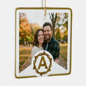 Ornement En Céramique Personalized Artisan Monogram A | Wood Frame (Droite)