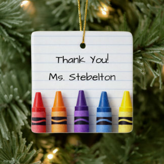 Ornement En Céramique Personalized Crayon Teacher Christmas Ornament