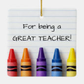 Ornement En Céramique Personalized Crayon Teacher Christmas Ornament (Dos)