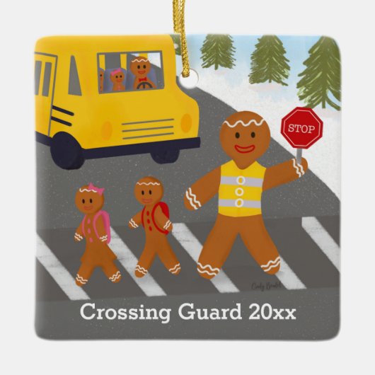 Ornement En Céramique Personalized Crossing Guard Bus Driver Christmas (Devant)