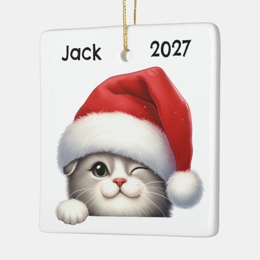 Ornement En Céramique Personalized Cute Christmas Scottish Fold Cat (Gauche)