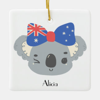 Ornement En Céramique Personalized Cute Koala Australian Christmas