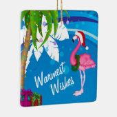 Ornement En Céramique Personalized Cute Santa Flamingo Beach Christmas (Droite)