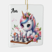 Ornement En Céramique Personalized Cute Unicorn/Little Kid playing chess (Droite)