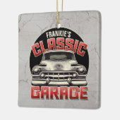 Ornement En Céramique PERSONALIZED NAME Classic Car Garage Custom Shop (Gauche)