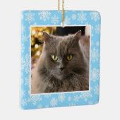 Ornement En Céramique Personalized Pet Cat Dog Blue Snowflake Pattern (Droite)