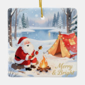 Ornement En Céramique Personalized Santa Winter Camping Christmas (Devant)
