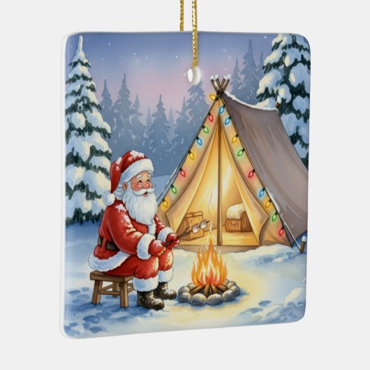 Ornement En Céramique Personalized Santa Winter Camping Christmas (Droite)
