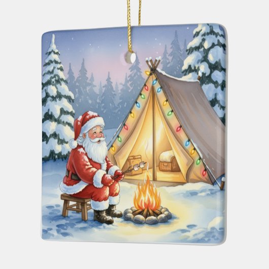 Ornement En Céramique Personalized Santa Winter Camping Christmas (Gauche)