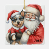 Ornement En Céramique Personalized Santa with Australian Cattle Dog (Dos)