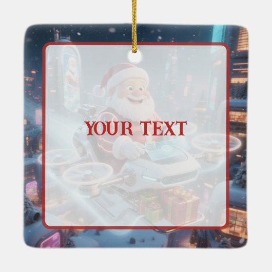 Ornement En Céramique Personalized Santa's High-Tech Delivery Drone (Dos)