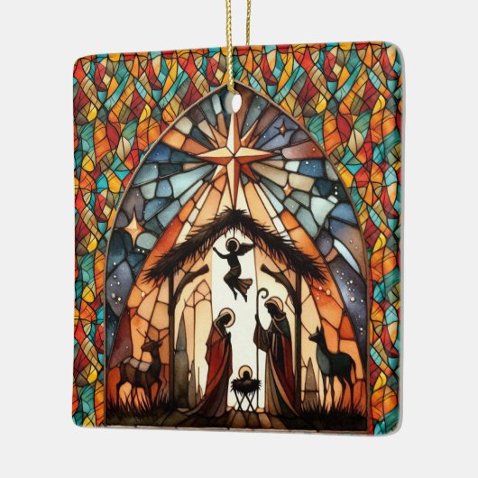 Ornement En Céramique Personalized Stained Glass Nativity Scene Christma (Gauche)