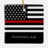 Ornement En Céramique Personalized Thin Red Line Flag (Devant)