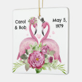 Ornement En Céramique Personalized Wedding Flamingos Couples (Gauche)