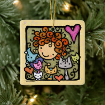 Personnalisable mignonne Curly Girls Loves Cats