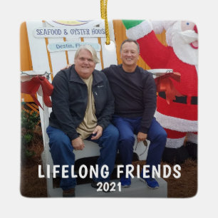 Ornement En Céramique Personnalisé à vie amis 2 photo 2 année Noël