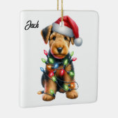 Ornement En Céramique Personnalisé Airedale Terrier Père Noël Noël (Droite)