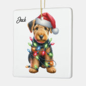 Ornement En Céramique Personnalisé Airedale Terrier Père Noël Noël (Gauche)