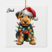 Ornement En Céramique Personnalisé Airedale Terrier Père Noël Noël (Dos)