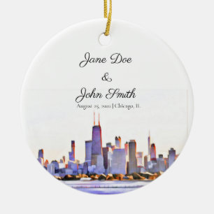 Ornement en céramique personnalisé Chicago Skyli