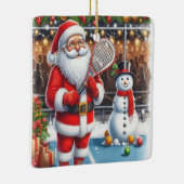 Ornement En Céramique Personnalisé Cute Père Noël Jouer Pickleball (Droite)