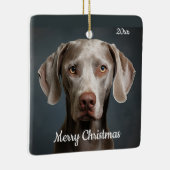 Ornement En Céramique Personnalisé Date Noël Weimaraner Chien animal ani (Droite)