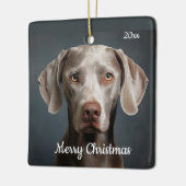 Ornement En Céramique Personnalisé Date Noël Weimaraner Chien animal ani (Gauche)