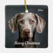 Ornement En Céramique Personnalisé Date Noël Weimaraner Chien animal ani (Devant)