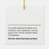 Ornement En Céramique Personnalisé définition papa moderne simple blanc (Dos)