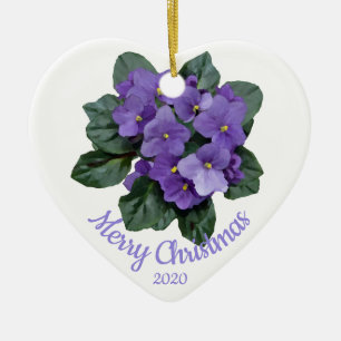 Ornement En Céramique Personnalisé Fleur violet africaine de Noël