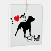 Ornement En Céramique PERSONNALISÉ J'Aime Mon Pitbull Chien (Droite)