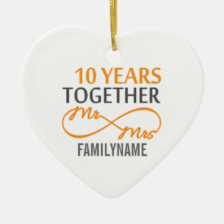 Ornement En Céramique Personnalisé M. et Mme 10e anniversaire