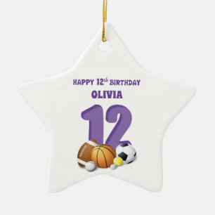 Ornement En Céramique Personnalisé Nom Fille 12e Anniversaire Balles de