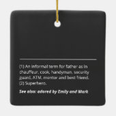 Ornement En Céramique Personnalisé Papa définition moderne simple noir (Dos)