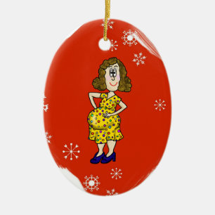 Ornement En Céramique Personnaliser d'ornement de Noël de femme enceint