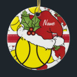 Ornement En Céramique Personnaliser le Noël de Noël de chapeau balle de<br><div class="desc">Tennis de Noël Ornement personnalisé. ⭐ Ce Produit est 100% Personnalisable. Des graphiques et / ou du texte peuvent être ajoutés, supprimés, déplacés, redimensionnés, changés autour, tournés, etc... ⭐ (Assurez-vous de redimensionner ou de déplacer des graphiques si nécessaire avant de commander) 99% de mes designs dans mon magasin sont faits...</div>