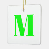 Ornement En Céramique Personnaliser monogramme initial néon vert blanc (Gauche)