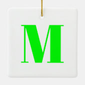 Ornement En Céramique Personnaliser monogramme initial néon vert blanc (Dos)