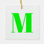 Ornement En Céramique Personnaliser monogramme initial néon vert blanc (Devant)