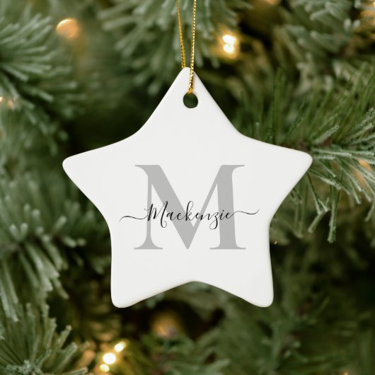 Ornement En Céramique Personnaliser Monogramme Nom initial étoile (Arbre)