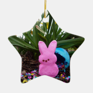 Ornement En Céramique Personnaliser Pâques Bunny Peace Love Art Destiny
