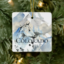 Personnalized Colorado Horse n Mountains Christmas