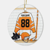 Ornement En Céramique Personnalized orange et blanc hockey Jersey (Gauche)